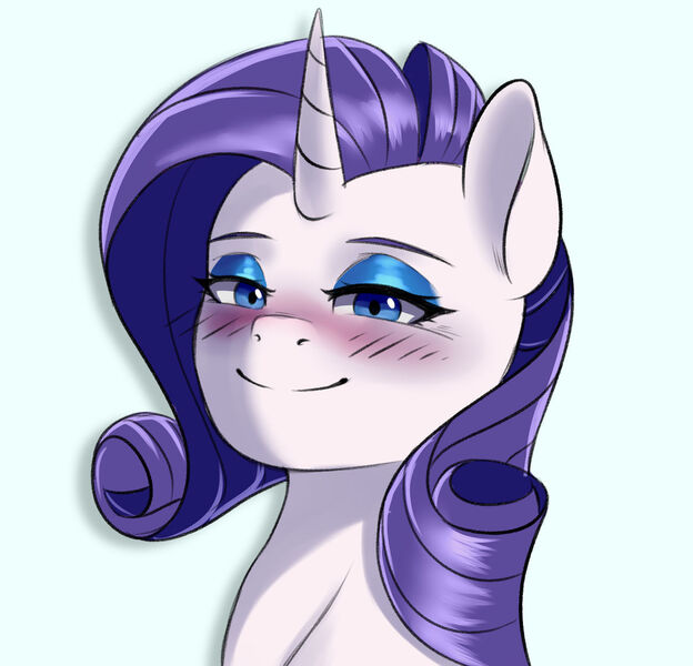 Size: 1280x1230 | Tagged: safe, artist:gloomydinosaur, derpibooru import, rarity, unicorn, blushing, blushing profusely, image, jpeg, palindrome get, simple background, smug, white background