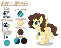 Size: 4544x3536 | Tagged: safe, artist:purplepotato04, derpibooru import, oc, oc:party animal, pegasus, pony, female, image, mare, offspring, parent:cheese sandwich, parent:fluttershy, parents:fluttersandwich, png, reference sheet, simple background, solo, transparent background