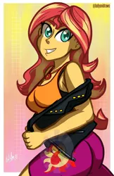 Size: 800x1236 | Tagged: safe, artist:ladyanidraws, derpibooru import, sunset shimmer, equestria girls, equestria girls series, ass, breasts, bunset shimmer, busty sunset shimmer, butt, female, geode of empathy, image, jpeg, looking at you, magical geodes, music festival outfit, solo