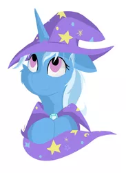 Size: 3992x5440 | Tagged: safe, artist:groomlake, derpibooru import, trixie, pony, unicorn, colored, cute, hat, image, looking up, png, simple background, white background