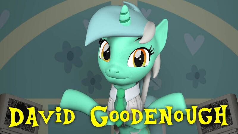 Size: 1920x1080 | Tagged: safe, artist:bastbrushie, derpibooru import, lyra heartstrings, unicorn, 3d, clothes, computer, david goodenough, eye, eyes, image, jpeg, necktie, shirt, smiling, source filmmaker, title, video