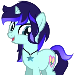 Size: 752x768 | Tagged: safe, artist:aquabright0219, derpibooru import, oc, oc:aqua bright, unofficial characters only, pony, unicorn, female, horn, image, jewelry, mare, necklace, open mouth, png, simple background, smiling, solo, transparent background, unicorn oc