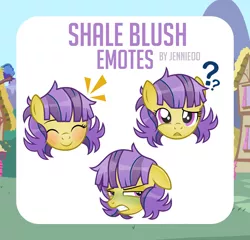 Size: 1000x961 | Tagged: safe, artist:jennieoo, derpibooru import, oc, oc:shale blush, earth pony, pony, confused, disgusted, emotes, emotions, happy, image, png, smiling, solo