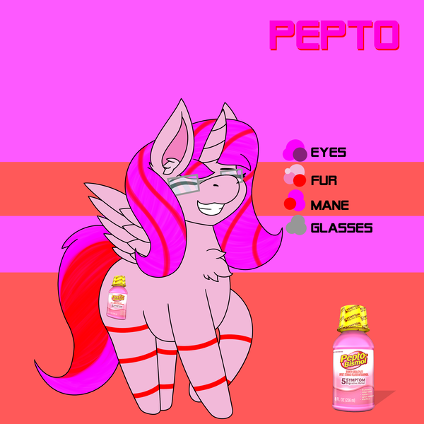 Size: 3026x3024 | Tagged: safe, artist:ryanthecone, derpibooru import, oc, oc:pepto, ponified, unofficial characters only, alicorn, pony, color palette, commission, image, needs more saturation, pepto-bismol, png, reference sheet