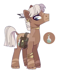 Size: 600x734 | Tagged: safe, artist:sweet-psycho-uwu, derpibooru import, oc, unofficial characters only, hybrid, zony, bag, deviantart watermark, image, male, obtrusive watermark, offspring, parent:trouble shoes, parent:zecora, png, saddle bag, simple background, solo, transparent background, watermark