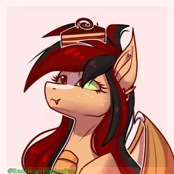 Size: 1920x1920 | Tagged: safe, artist:redheartponiesfan, derpibooru import, oc, bat pony, pony, cake, female, food, image, jpeg, mare, solo