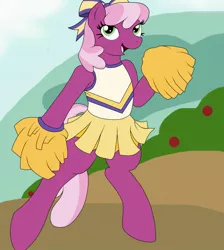 Size: 1145x1280 | Tagged: safe, artist:marcushunter, derpibooru import, cheerilee, earth pony, pony, semi-anthro, the cart before the ponies, cheerileeder, cheerleader, cheerleader outfit, clothes, female, image, jpeg, mare, pom pom, smiling, solo