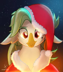 Size: 3077x3535 | Tagged: safe, artist:zidanemina, derpibooru import, captain celaeno, avian, my little pony: the movie, alternate costumes, alternate hairstyle, christmas, holiday, image, jpeg, looking at you, night, solo