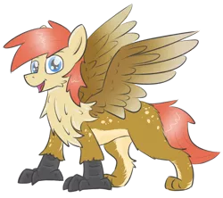 Size: 1280x1139 | Tagged: safe, artist:pzkratzer, derpibooru import, oc, oc:ponygriff, griffling, hippogriff, hybrid, original species, hippogriff oc, image, moles, png, ponygriff, redesign, solo, spots, русские есть?