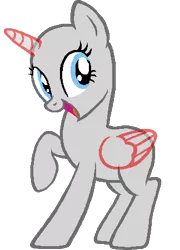 Size: 324x450 | Tagged: safe, artist:beanbases, derpibooru import, oc, unofficial characters only, alicorn, pony, alicorn oc, bald, base, base used, eyelashes, female, horn, image, mare, open mouth, png, raised hoof, simple background, smiling, solo, transparent background, wings