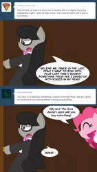 Size: 500x888 | Tagged: safe, artist:sonic-chaos, derpibooru import, octavia melody, pinkie pie, earth pony, ask, female, four string samurai, image, png