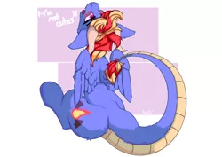 Size: 7017x4961 | Tagged: safe, artist:avery-valentine, derpibooru import, oc, oc:draco flames, dragon, pony, cute, cutie mark, image, jpeg, shy, sitting