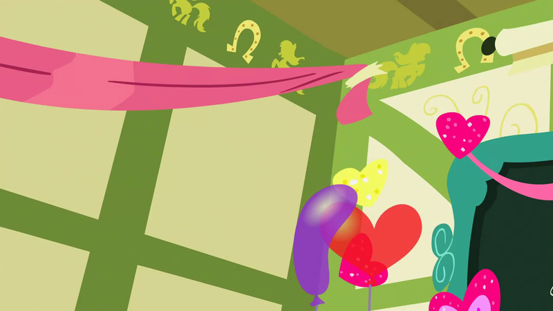 Size: 1280x720 | Tagged: safe, derpibooru import, screencap, hearts and hooves day (episode), background, balloon, image, liminal space, no pony, png, ponyville schoolhouse, scenic ponyville