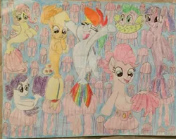 Size: 1280x1008 | Tagged: safe, artist:justinvaldecanas, derpibooru import, applejack, fluttershy, pinkie pie, rainbow dash, rarity, spike, twilight sparkle, alicorn, fish, jellyfish, puffer fish, sea pony, seapony (g4), my little pony: the movie, arms in the air, crossover, disney, finding nemo, fins, fin wings, image, jpeg, mane six, sea ponies, seaponified, seapony applejack, seapony fluttershy, seapony pinkie pie, seapony rainbow dash, seapony rarity, seapony twilight, species swap, spike the pufferfish, traditional art, twilight sparkle (alicorn), underwater, wings