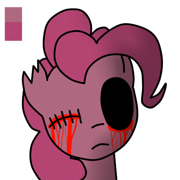 Size: 900x900 | Tagged: grimdark, artist:moonlight1467, derpibooru import, pinkie pie, blood, .exe, image, missing ear, no eyes, pinkie pie.exe, png, simple background, stitches, transparent background, vector