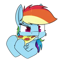 Size: 1500x1500 | Tagged: safe, artist:dacaoo, derpibooru import, rainbow dash, pegasus, pony, eating, female, food, image, mare, pizza, png, simple background, solo, that pony sure does love pizza, tomato, transparent background