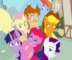 Size: 1200x1000 | Tagged: safe, artist:sipioc, derpibooru import, applejack, fluttershy, pinkie pie, rainbow dash, rarity, twilight sparkle, human, female, group hug, hug, human in equestria, image, jpeg, mane six