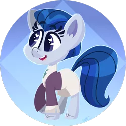 Size: 1500x1500 | Tagged: safe, artist:binkyt11, derpibooru import, ever essence, pony, chibi, circle background, ear fluff, female, heart eyes, image, mare, png, solo, unshorn fetlocks, wingding eyes