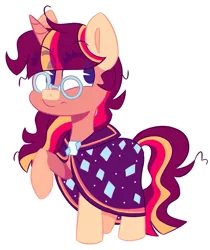 Size: 669x795 | Tagged: safe, artist:awoomarblesoda, derpibooru import, oc, oc:tarot spell, pony, unicorn, female, glasses, image, mare, offspring, parent:sunburst, parent:twilight sparkle, parents:twiburst, png, simple background, solo, transparent background