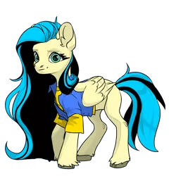 Size: 1024x1024 | Tagged: safe, artist:band sickle, derpibooru import, oc, oc:cirrus sky, unofficial characters only, pegasus, pony, clothes, determined look, female, image, jacket, mare, not fluttershy, png, pony maker, shirt, simple background, solo, striped mane, striped tail, transparent background