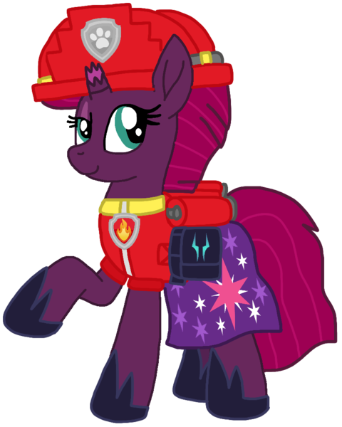 Size: 825x1032 | Tagged: safe, artist:徐詩珮, derpibooru import, fizzlepop berrytwist, tempest shadow, series:sprglitemplight diary, series:sprglitemplight life jacket days, series:springshadowdrops diary, series:springshadowdrops life jacket days, alternate universe, clothes, female, i can't believe it's not ejlightning007arts, image, marshall (paw patrol), paw patrol, png, simple background, solo, transparent background