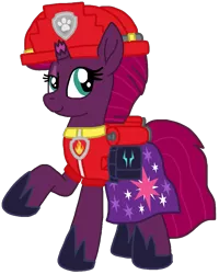 Size: 825x1032 | Tagged: safe, artist:徐詩珮, derpibooru import, fizzlepop berrytwist, tempest shadow, series:sprglitemplight diary, series:sprglitemplight life jacket days, series:springshadowdrops diary, series:springshadowdrops life jacket days, alternate universe, clothes, female, i can't believe it's not ejlightning007arts, image, marshall (paw patrol), paw patrol, png, simple background, solo, transparent background