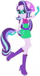 Size: 312x591 | Tagged: safe, artist:prettycelestia, artist:selenaede, artist:user15432, derpibooru import, starlight glimmer, human, equestria girls, base used, boots, clothes, dress, element of justice, gloves, hat, high heel boots, high heels, image, mask, multicolored hair, png, ponied up, purple dress, purple shoes, rainbow hair, rainbow power, rainbow power-ified, shoes, simple background, solo, superhero, superhero costume, white background