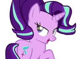 Size: 900x689 | Tagged: dead source, safe, artist:pastel-pony-artist, derpibooru import, starlight glimmer, pony, unicorn, female, i'm fabulous, i'm fabulous your argument is invalid, image, lidded eyes, looking at you, looking back, png, simple background, smiling, solo, transparent background, vexel