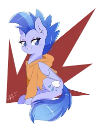 Size: 869x1124 | Tagged: safe, artist:shelltoon, derpibooru import, oc, oc:nimbostratus, unofficial characters only, pegasus, pony, clothes, hoodie, image, mohawk, png, simple background, solo, transparent