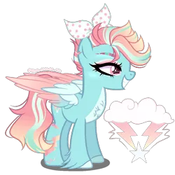 Size: 1050x1050 | Tagged: safe, artist:gihhbloonde, artist:meimisuki, derpibooru import, oc, unofficial characters only, pegasus, pony, adoptable, base used, bow, chest fluff, eyeshadow, female, grin, hair bow, image, leg fluff, magical lesbian spawn, makeup, mare, markings, multicolored hair, offspring, parent:lightning dust, parent:rainbow dash, parents:rainbowdust, png, scar, simple background, smiling, solo, tattoo, transparent background, unshorn fetlocks