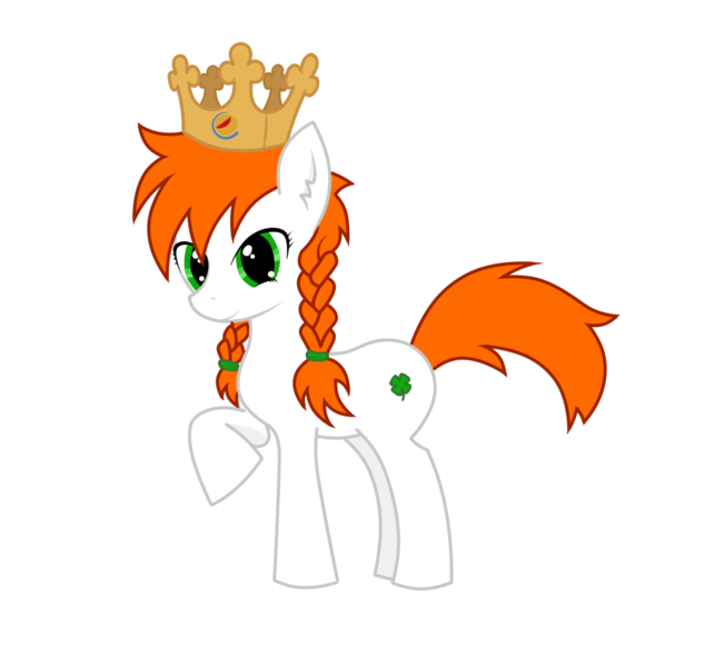 Size: 1452x1356 | Tagged: safe, artist:jedrek_123, derpibooru import, edit, oc, oc:niki, unofficial characters only, pony, braid, burger king, crown, derpibooru exclusive, ear fluff, female, image, inside joke, jewelry, mare, png, raised tail, regalia, simple background, solo, tail, transparent background