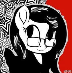 Size: 3175x3199 | Tagged: safe, artist:darius-101, derpibooru import, oc, pegasus, black and white, grayscale, image, jpeg, monochrome, persona 5, solo, stars