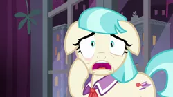 Size: 1280x720 | Tagged: safe, derpibooru import, screencap, coco pommel, earth pony, pony, made in manehattan, anxiety, female, floppy ears, image, mare, png, solo