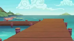 Size: 1280x720 | Tagged: safe, derpibooru import, screencap, ppov, background, boat, image, no pony, pier, png, scenic ponyville