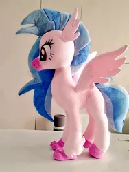 Size: 768x1024 | Tagged: safe, artist:nekokevin, derpibooru import, silverstream, classical hippogriff, hippogriff, female, image, irl, jpeg, photo, plushie, side view, smiling, spread wings, wings