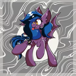 Size: 1536x1535 | Tagged: safe, artist:cupute, derpibooru import, oc, oc:stormy night, bat pony, pony, :p, bat pony oc, bat wings, female, happy, image, jpeg, mare, tongue out, trotting, wings