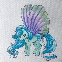 Size: 900x900 | Tagged: safe, artist:chargoz, derpibooru import, cool breeze, pony, butterfly wings, female, g1, image, jpeg, mare, solo, traditional art, wings