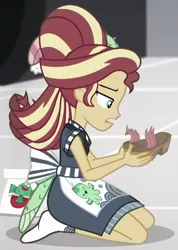 Size: 425x596 | Tagged: safe, derpibooru import, edit, edited screencap, editor:applejackfan204, screencap, sunset shimmer, eqg summertime shorts, equestria girls, good vibes, cropped, image, png, solo, sunset sushi