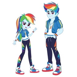 Size: 1221x1221 | Tagged: safe, artist:android95ec, artist:orin331, derpibooru import, edit, rainbow dash, equestria girls, equestria girls series, clothes, converse, equestria guys, female, geode of super speed, handsome, hoodie, image, jacket, magical geodes, male, open mouth, pants, png, r63 paradox, rainbow blitz, rule 63, self paradox, shirt, shoes, simple background, smiling, sneakers, sweatpants, t-shirt, tomboy, transparent background, wristband