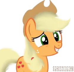 Size: 1077x1046 | Tagged: safe, artist:indonesiarailroadpht, derpibooru import, applejack, earth pony, pony, image, png, show accurate, simple background, smiling, transparent background, watermark