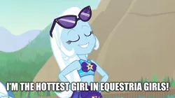 Size: 888x499 | Tagged: safe, derpibooru import, trixie, equestria girls, equestria girls series, forgotten friendship, best human, caption, clothes, image, image macro, imgflip, jpeg, swimsuit, text