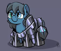 Size: 2328x1958 | Tagged: safe, artist:dsana, derpibooru import, oc, oc:lullaby dusk, unofficial characters only, pegasus, pony, comic:a storm's lullaby, :t, accessory theft, armor, cute, death by cuteness, female, filly, glare, gray background, heterochromia, image, implied tempest shadow, lullabetes, ocbetes, png, simple background