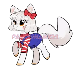 Size: 1162x1038 | Tagged: safe, artist:pandemiamichi, derpibooru import, oc, cat, cat pony, original species, clothes, female, hello kitty, image, obtrusive watermark, overalls, png, simple background, solo, transparent background, watermark