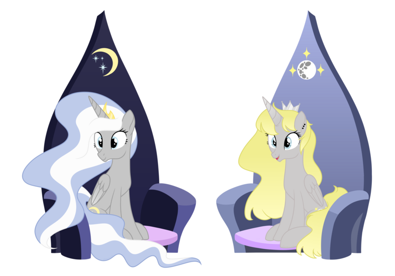 Size: 5000x3500 | Tagged: safe, artist:katelynleeann42, derpibooru import, oc, oc:moon beam, oc:mystic swirl, unofficial characters only, alicorn, pony, absurd resolution, female, image, mare, png, simple background, throne, transparent background