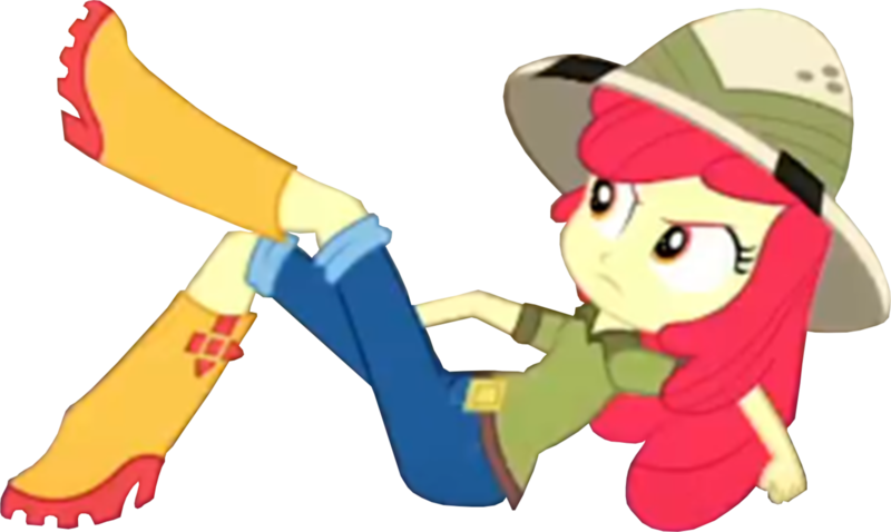 Size: 1600x955 | Tagged: safe, derpibooru import, edit, edited screencap, screencap, apple bloom, human, eqg summertime shorts, equestria girls, the canterlot movie club, angry, background removed, belt, boots, clothes, cropped, female, hat, image, jeans, not a vector, pants, png, rain boots, safari hat, shirt, shoes, solo