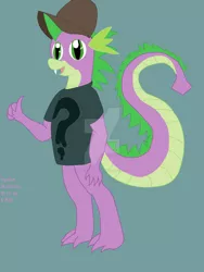 Size: 1600x2124 | Tagged: safe, artist:scarletthe-cat, derpibooru import, spike, crossover, gravity falls, image, jpeg, solo, soos, thumbs up