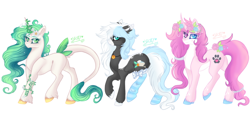 Size: 1920x920 | Tagged: safe, artist:nightingalewolfie, derpibooru import, oc, oc:blooming pandorea, oc:blue bell, oc:mystic, unofficial characters only, earth pony, pony, unicorn, clothes, female, image, mare, png, simple background, socks, striped socks, transparent background