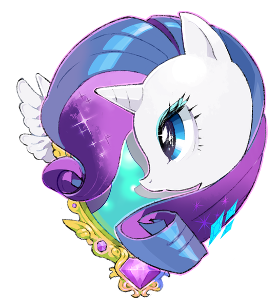 Size: 618x684 | Tagged: safe, artist:moudoku, artist:moudokupxv, derpibooru import, rarity, pony, unicorn, bust, cute, female, gem, image, mare, png, portrait, profile, raribetes, solo