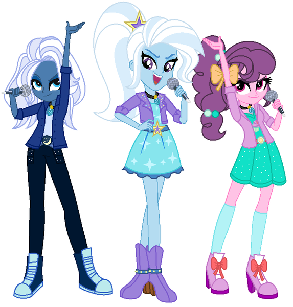 Size: 815x854 | Tagged: safe, artist:sarahalen, derpibooru import, night glider, sugar belle, trixie, equestria girls, alternate universe, equestria girls-ified, female, image, png