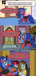 Size: 1280x2680 | Tagged: safe, artist:ladyanidraws, derpibooru import, oc, oc:pun, pony, ask pun, ask, clothes, costume, female, filly, glasses, image, nightmare night costume, png